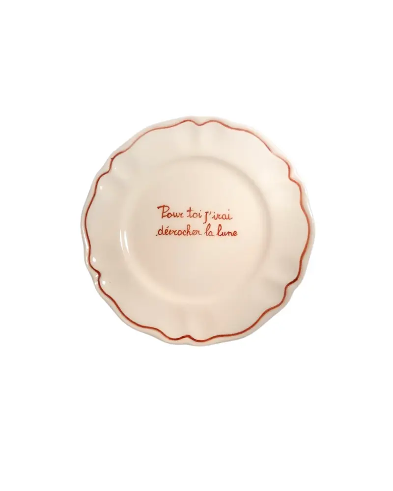 Sveva's Home Ceramic "Pour toi j'irais décrocher la lune" Ceramic Scalloped Plate Set of 4