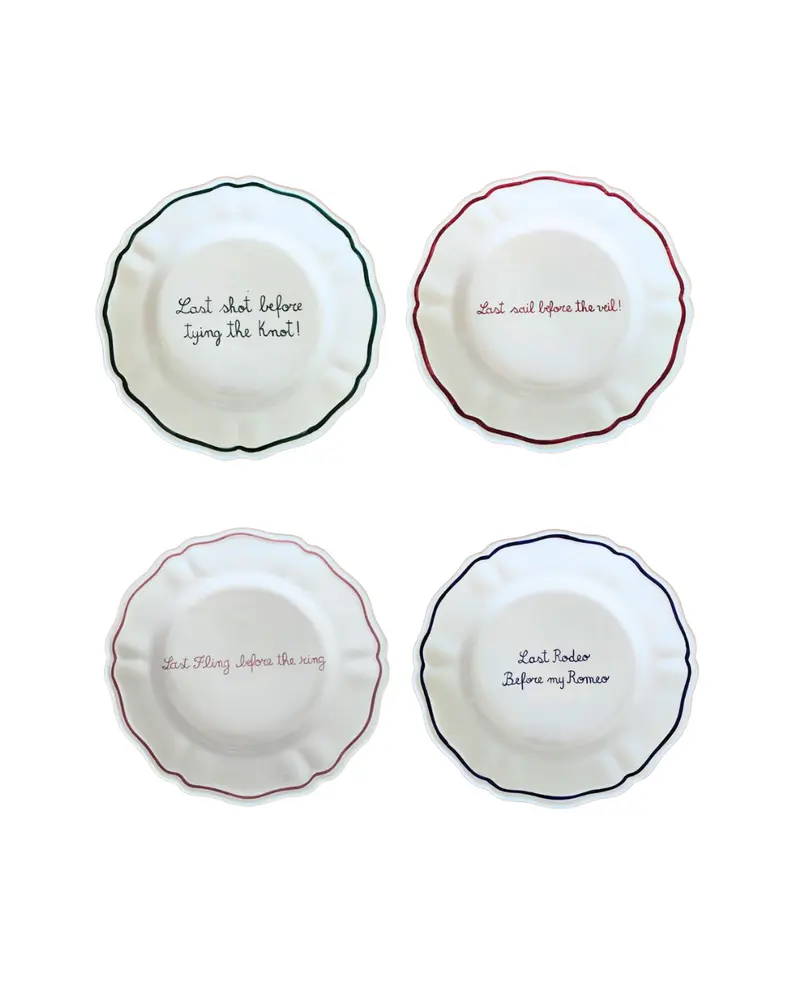 Sveva's Home Ceramic Quote Bridal Plates Set of 4