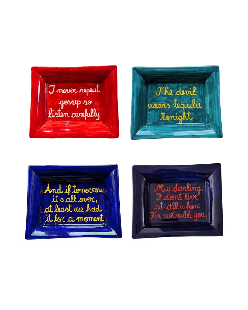 Sveva's Home Ceramic Quotes Ashtray Mixed Set of 4
