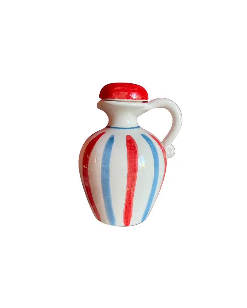 Sveva's Home Ceramic Red and Blue Olive Oil and Vinegar Bottles Set of 2