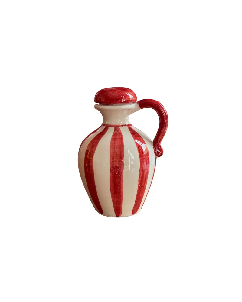 Sveva's Home Ceramic Red Olive Oil and Vinegar Bottles Set of 2