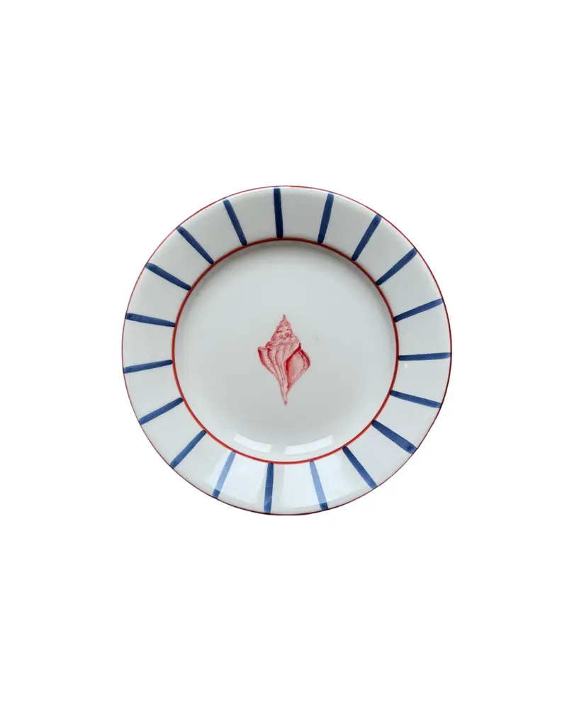 Sveva's Home Ceramic Seashell Red and Blue Big and Small Dining Plates Set of 4