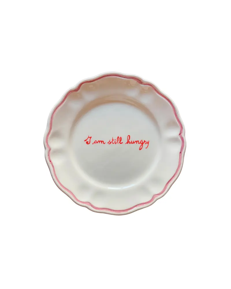 Sveva's Home "I am still Hungry" Ceramic Scalloped Plate Set of 4