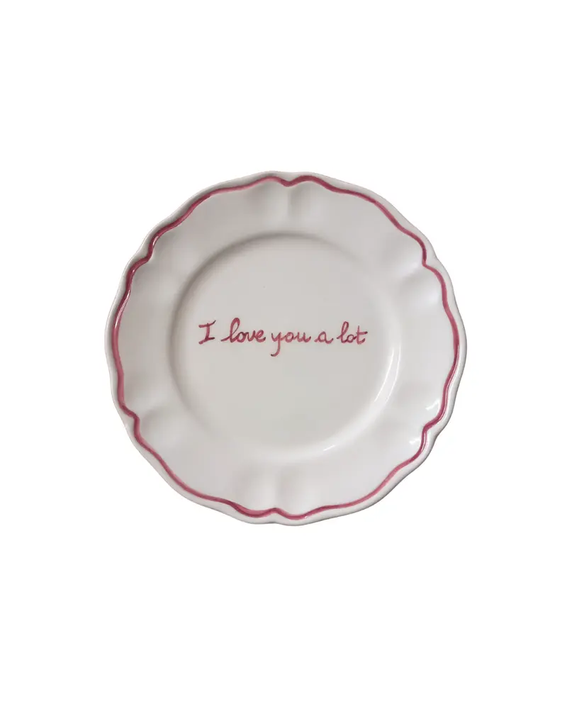 Sveva's Home "I love you a lot" Ceramic Scalloped Plate Set of 4