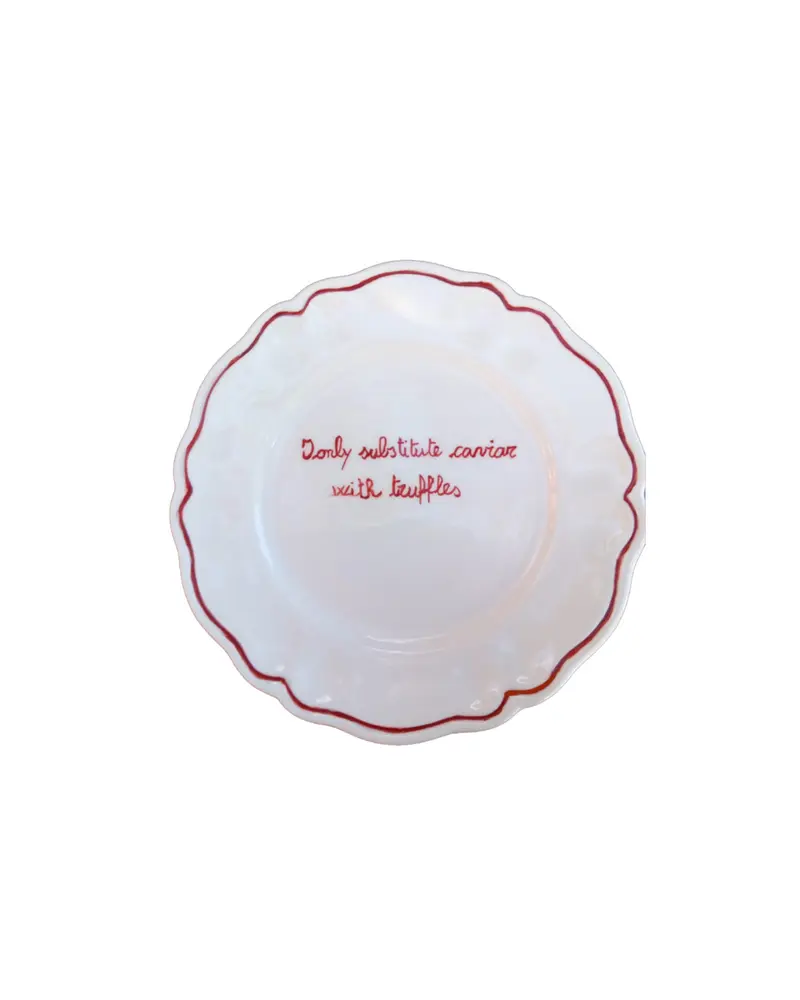 Sveva's Home "I only substitute Caviar with Truffles" Ceramic Scalloped Plate Set of 4