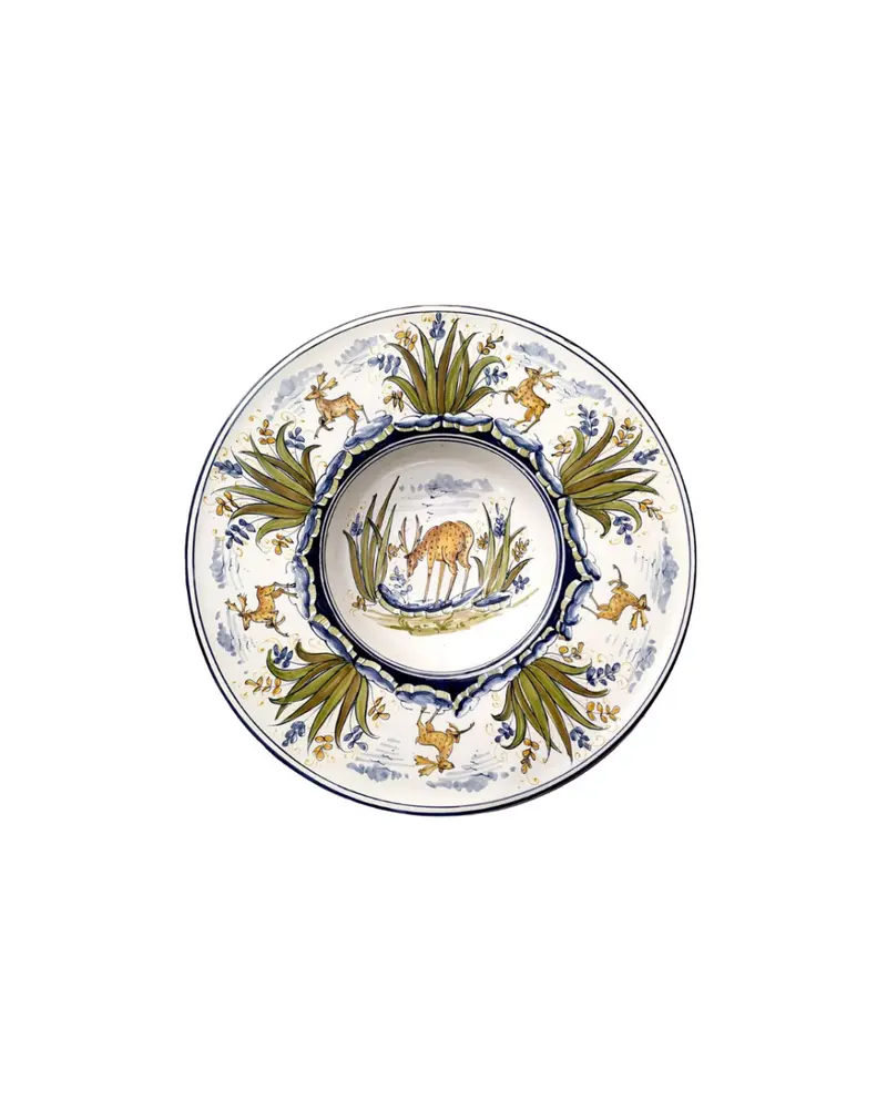 Sveva's Home Large Single Pottery Bowl Centerpiece Deer Decoration