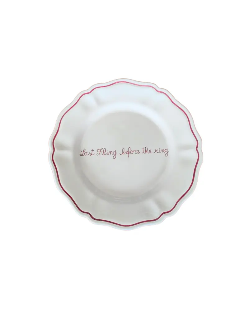 Sveva's Home "Last fling before the ring" Ceramic Scalloped Plate Set of 4