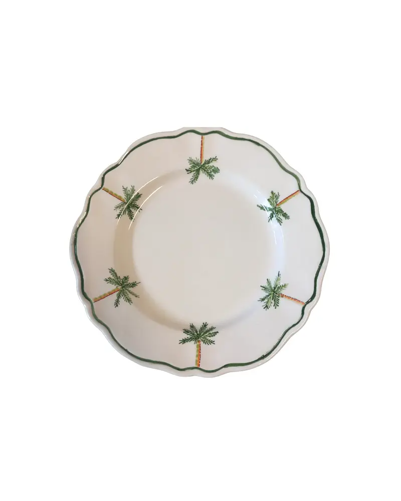 Sveva's Home Palm Trees Everywhere Ceramic Scalloped Big and Small Plates Set of 4
