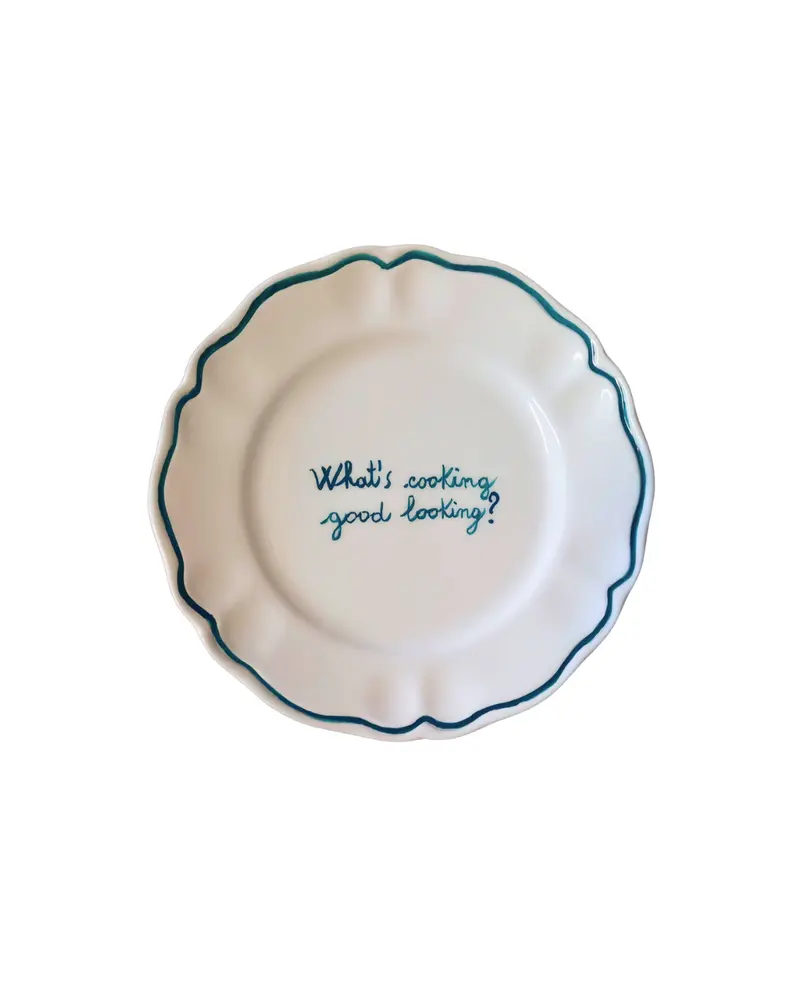 Sveva's Home "What's Cooking Good Looking?" Ceramic Scalloped Plate Set of 4