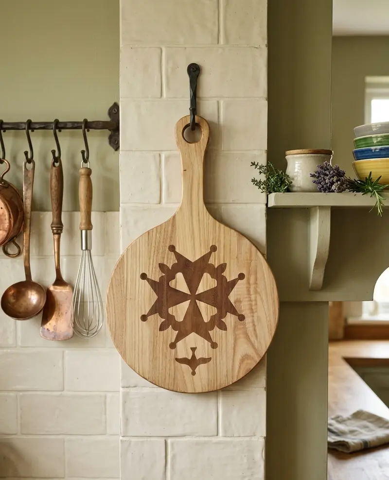 Tagliere decorartivo con croce ugonotta