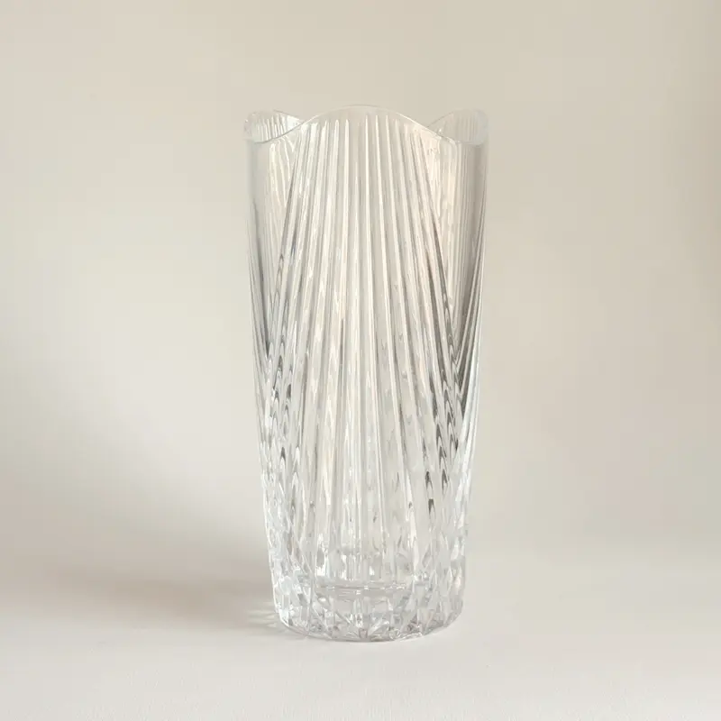 Tall Clear French Crystal Vase