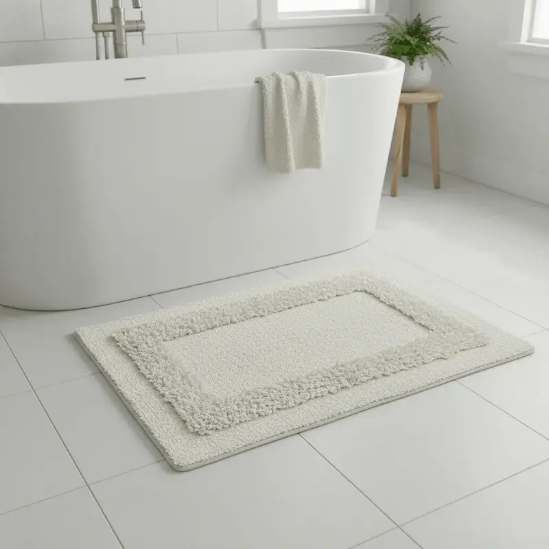 Tappeto da Bagno in Cotone 50x80 cm con Bordo Decorativo