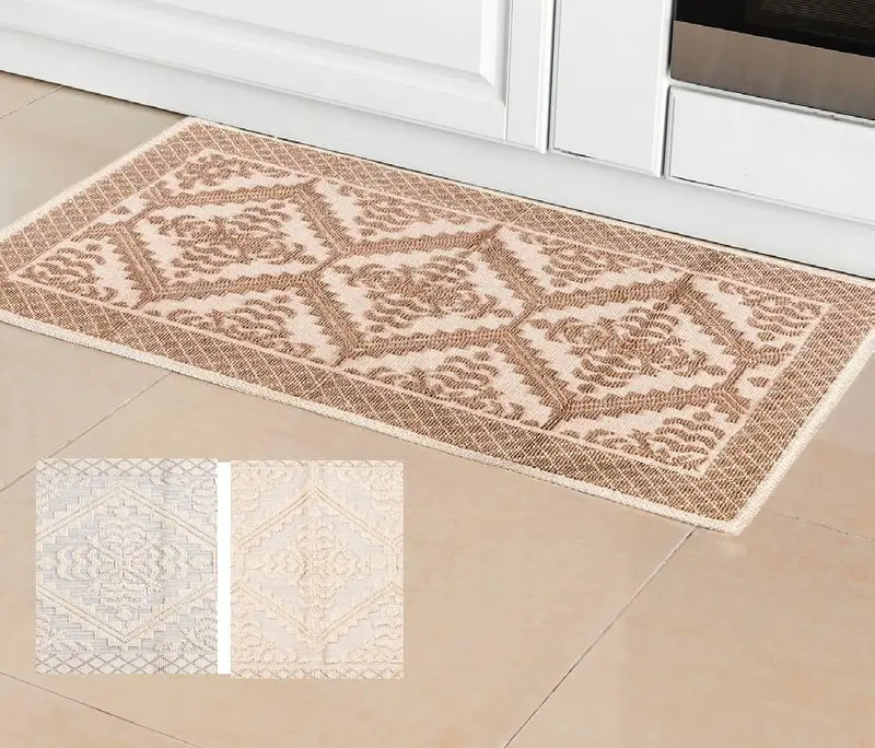 Tappeto sardo tipo lana passatoia in cotone cm 50x180 lavabile lavatrice panna