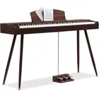 Tastiera Musicale Pianoforte Elettrico con 88 Tasti e Pedaliera Colore Mogano