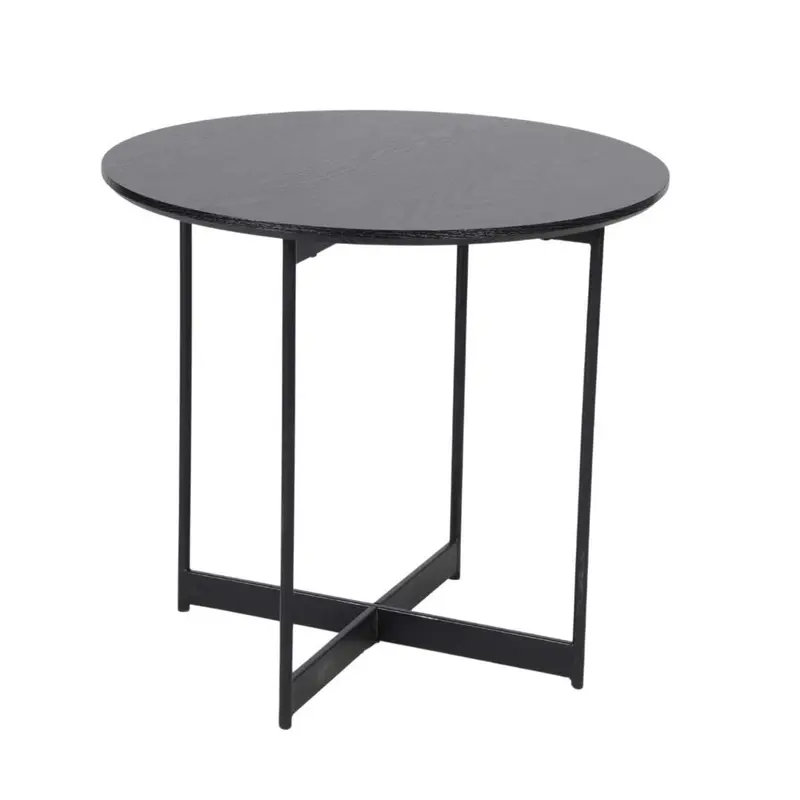 Tavolino alto in legno nero e metallo Ø60H50