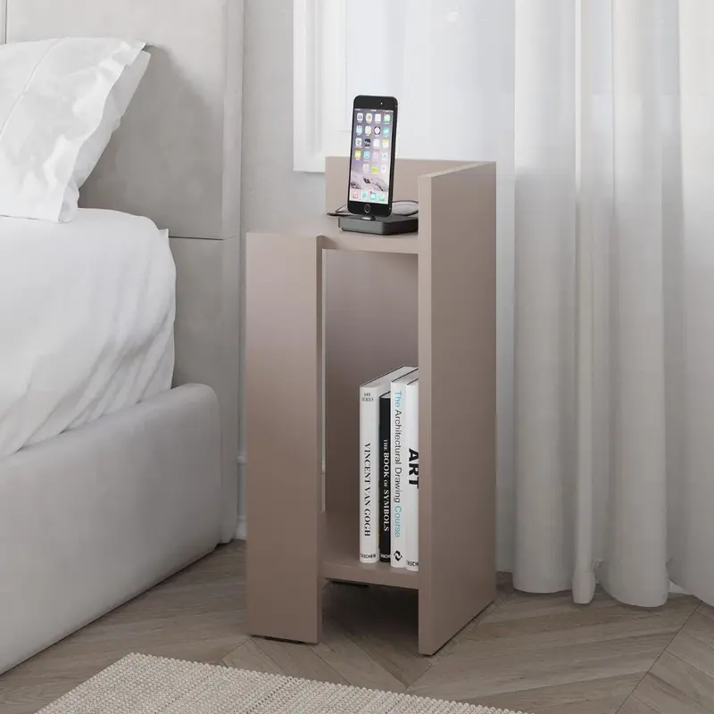 Tavolino comodino di design Elos 27x25x60h colore tortora destro