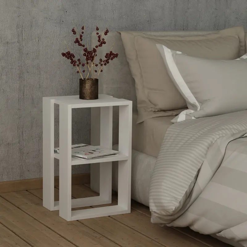 Tavolino comodino Lonie colore bianco
