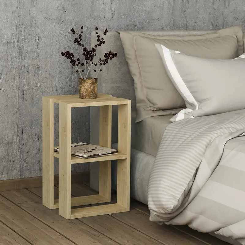 Tavolino comodino Lonie colore rovere