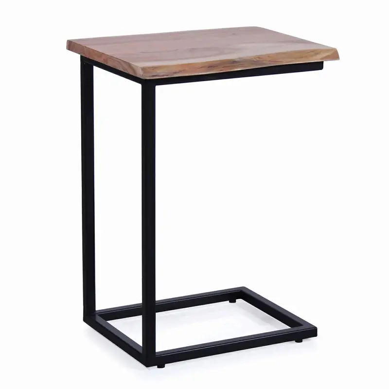 Tavolino in legno di acacia e metallo Terzo 50X40H70