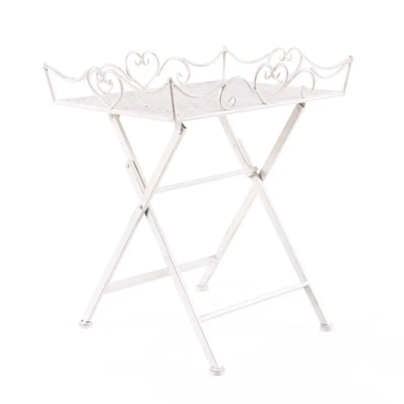 Tavolino pieghevole rettangolare in ferro bianco 57X41H60