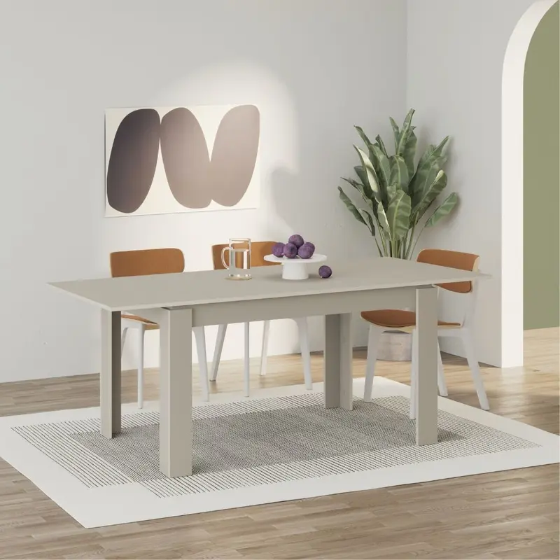Tavolo allungabile Tolmen cashmere 140x80 allungabile a 190 cm.