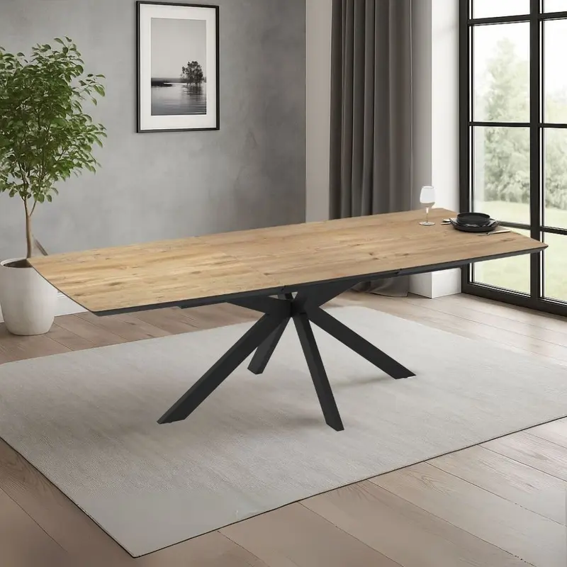 Tavolo allungabile Verano con piano rovere e gambe nere