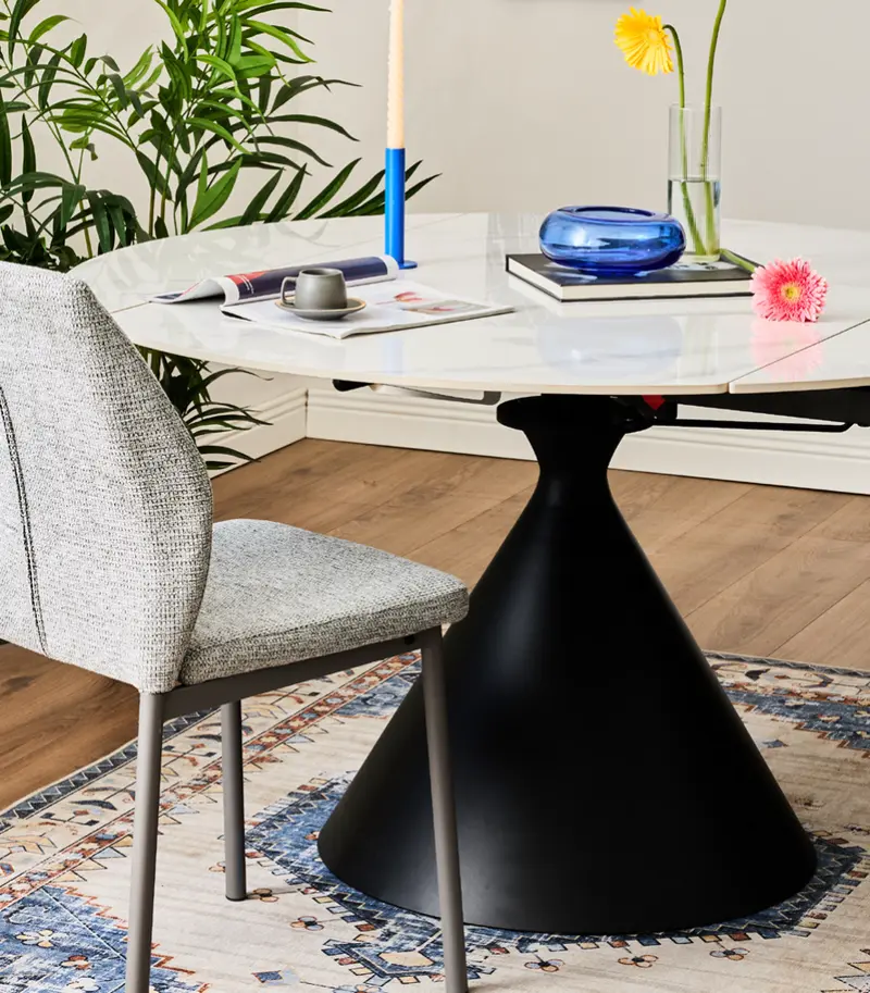 Tavolo rotondo allungabile Joplin - top ceramica 80-130 cm