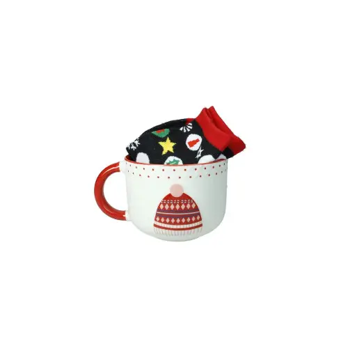 TAZZA COLAZIONE CAPPELLO NEW BONE CHINA C/CALZINI COTONE
