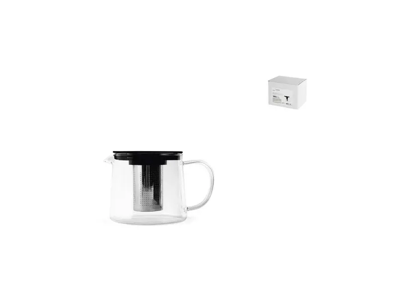 Teiera in vetro borosilicato trasparente lt 1. con filtro in acciaio inoxH&H