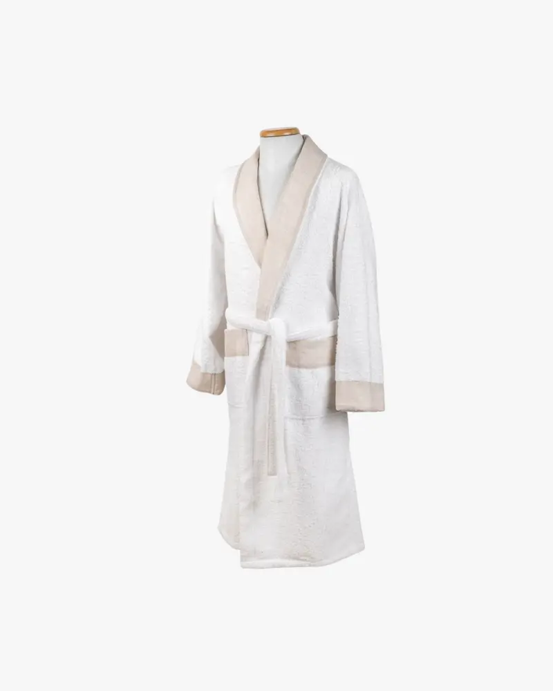 Terry Bathrobe With Linen Borders