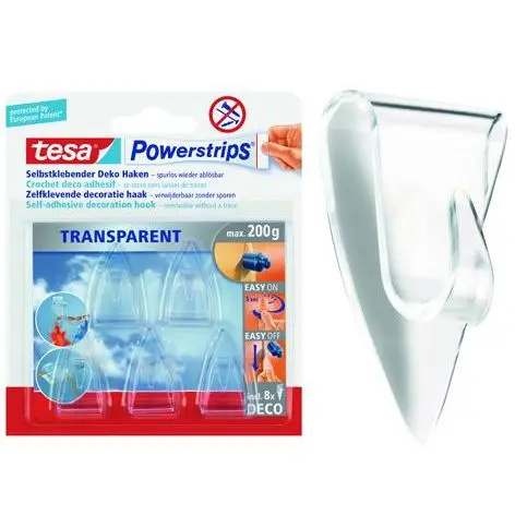 TESA POWERSTRIPS GANCIO AUTOADESIVO PER DECORAZIONI 5PZ TRANSPARENT