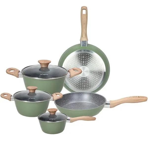 TOGNANA Batteria di pentole e padelle 8 pezzi Alluminio Verde