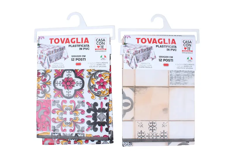 Tovaglia plastificata PVC 120×220 – fantasia – 10 posti – Made in Italy