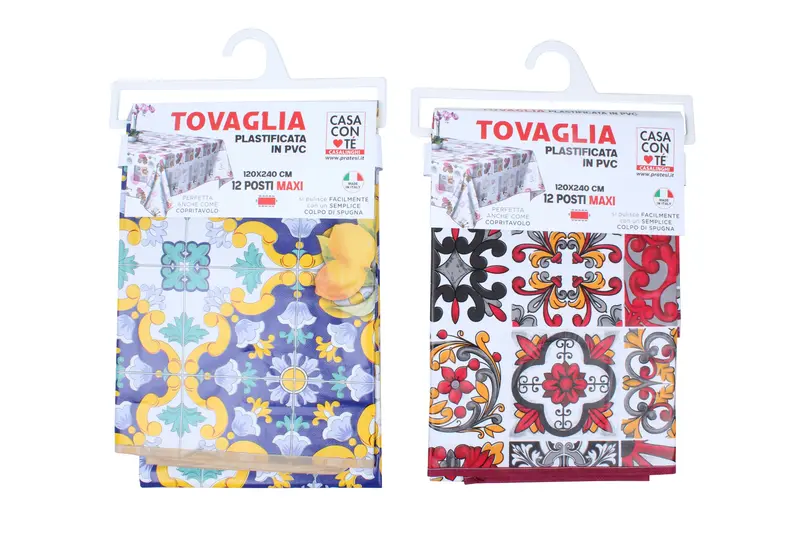 Tovaglia plastificata PVC 120×240 – fantasia – 12 posti maxi – Made in Italy