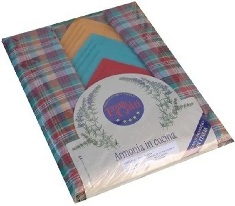 Tovaglia quadretti taverna 140x450 tavolo servizio 24 tovaglioli 100% cotone cucina