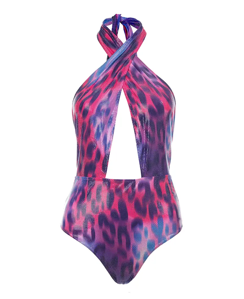 TWIST LEOPARD SWIMSUIT