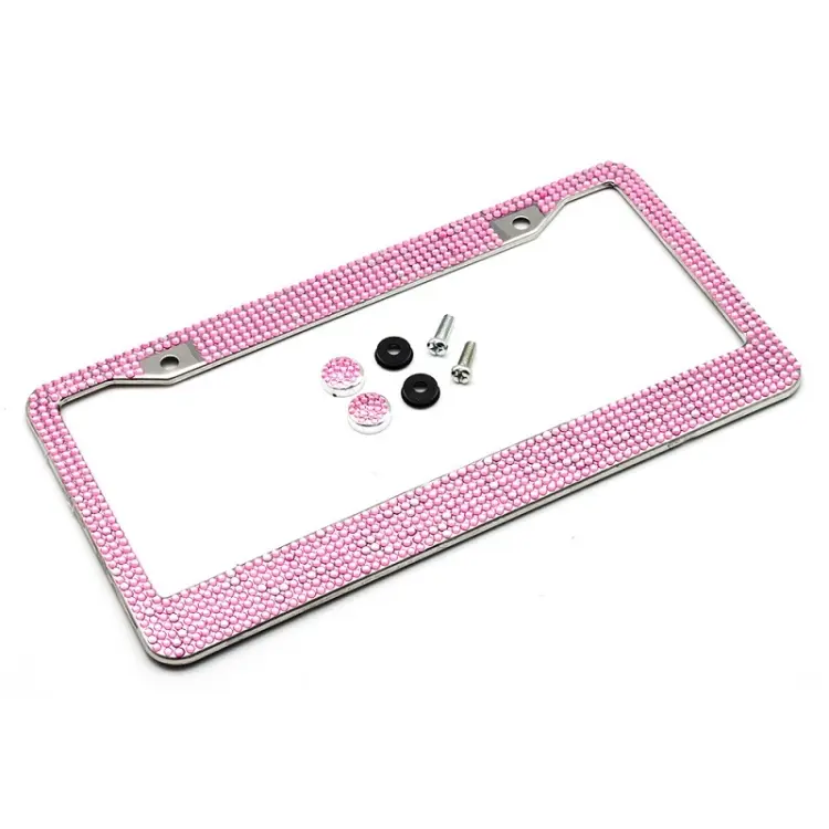 US Standard Stainless Steel License Plate Modified Frame With Diamonds, Color