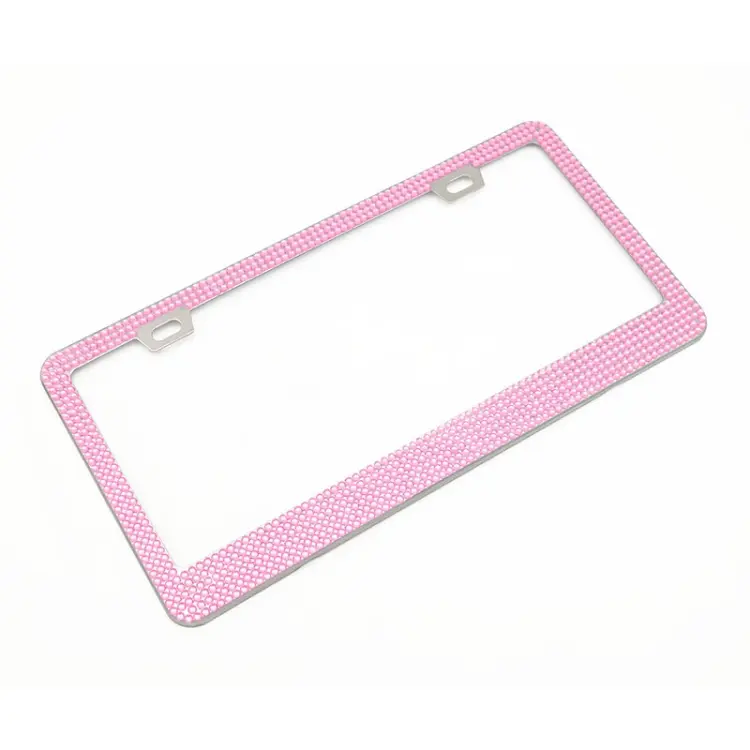 US Standard Stainless Steel License Plate Modified Frame With Diamonds, Color
