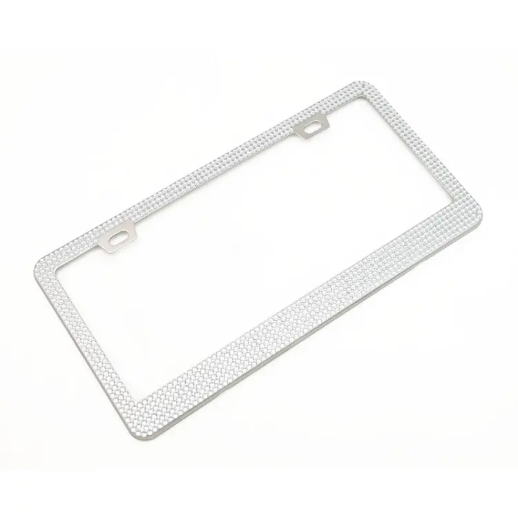 US Standard Stainless Steel License Plate Modified Frame With Diamonds, Color