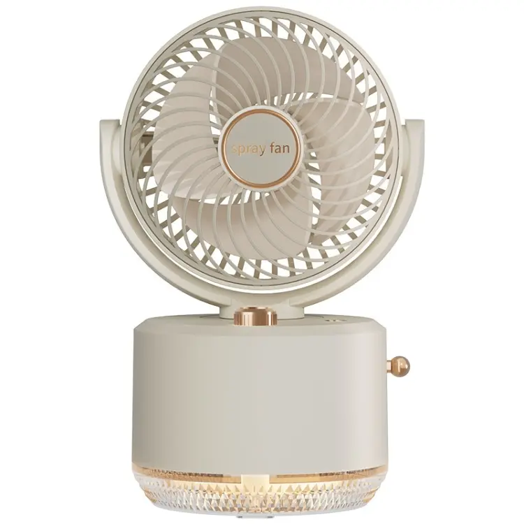 USB Charging Cooler Air Conditioning Fan Desktop Cooling Fan Swing Humidifier(Beige)