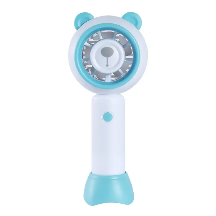 USB Handheld Fan Mini Portable Desktop Cute Cartoon Fan(Blue Bear)