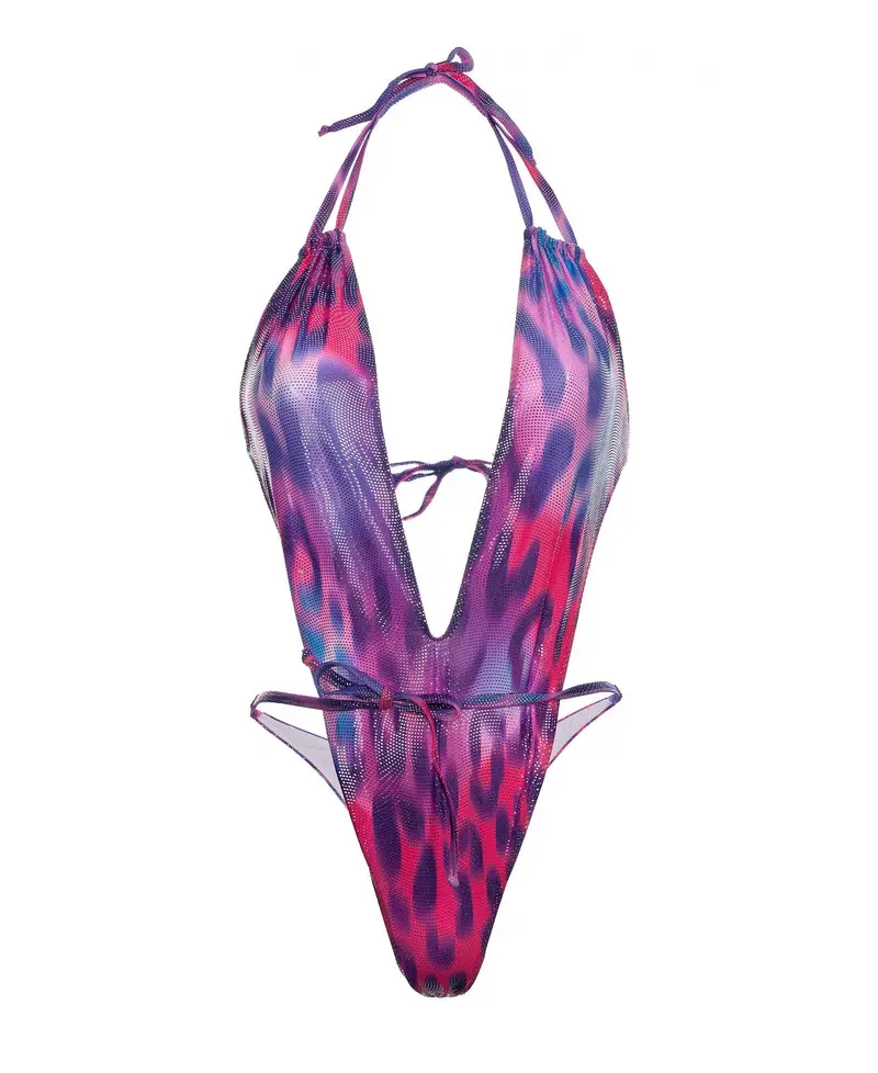 V LEOPARD SWIMSUIT