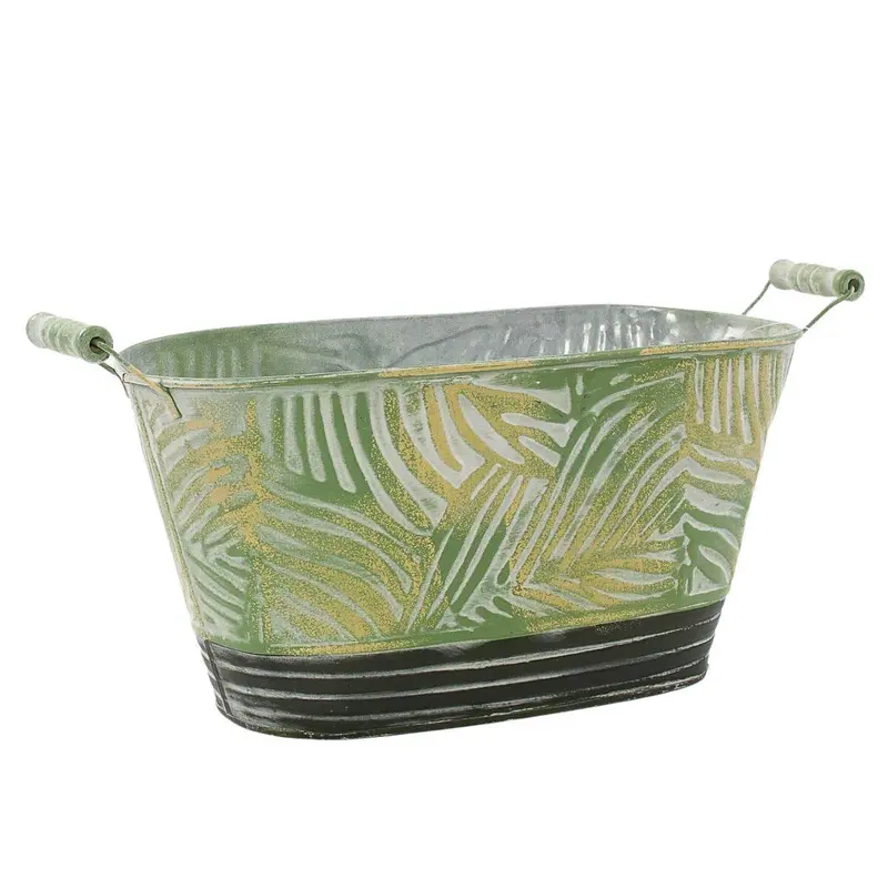 Vaschetta ovale in latta foglie 33X16H16,5