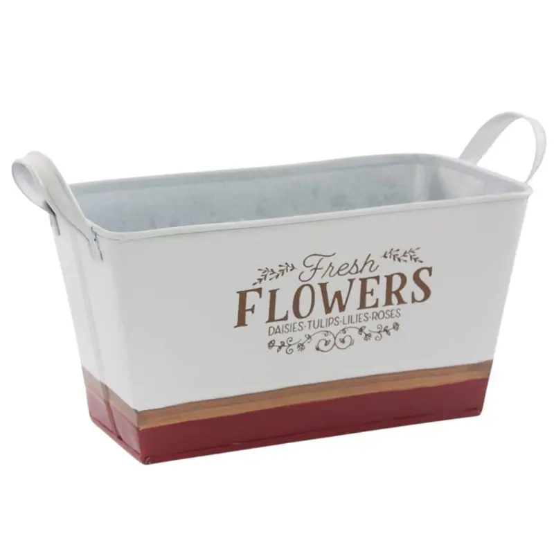 Vaschetta rettangolare in latta "Flowers" 25X13H11