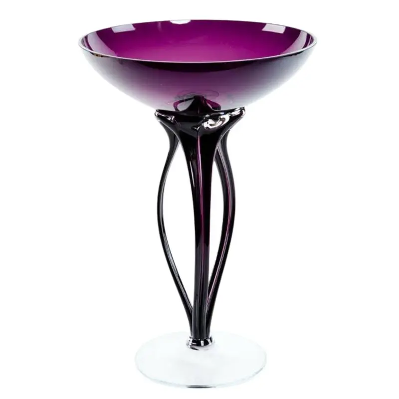 Vaso a coppa in vetro viola H40