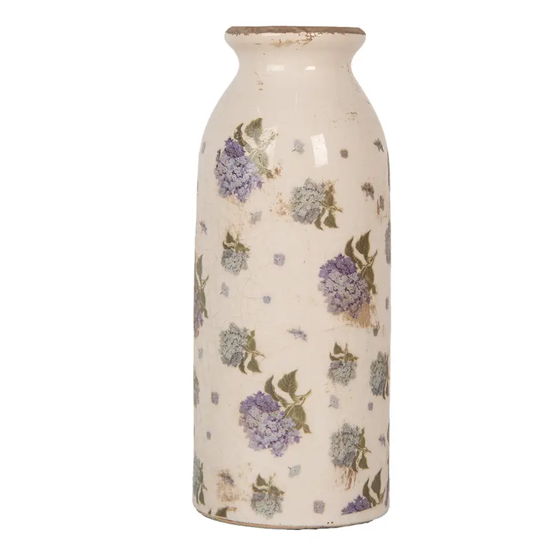 Vaso beige con rose blu Ø 8x20 cm
