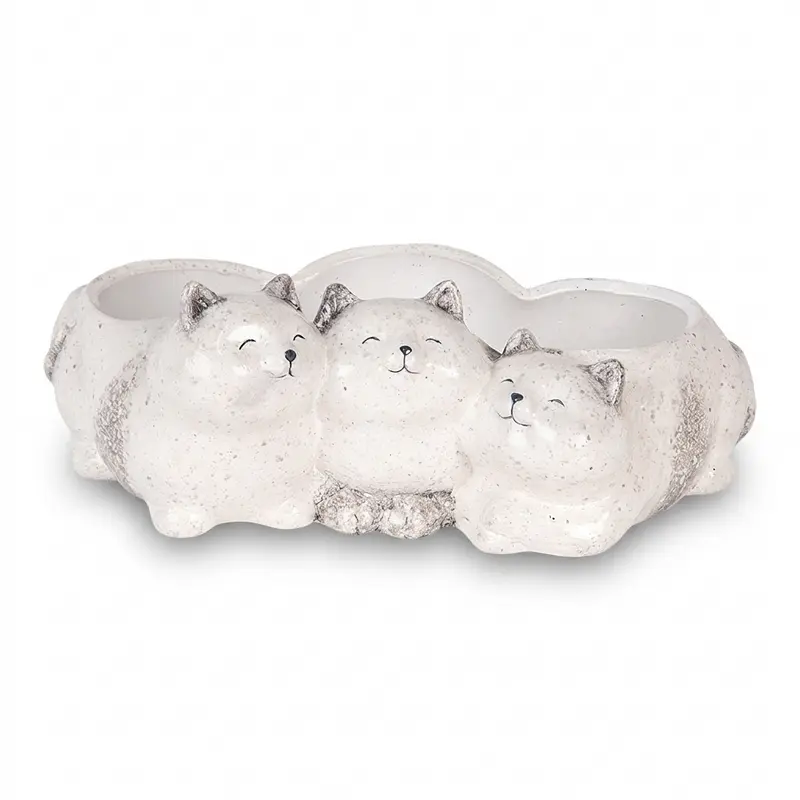 Vaso di fiori Gatti 27x16x10 cm Grigio Ceramica