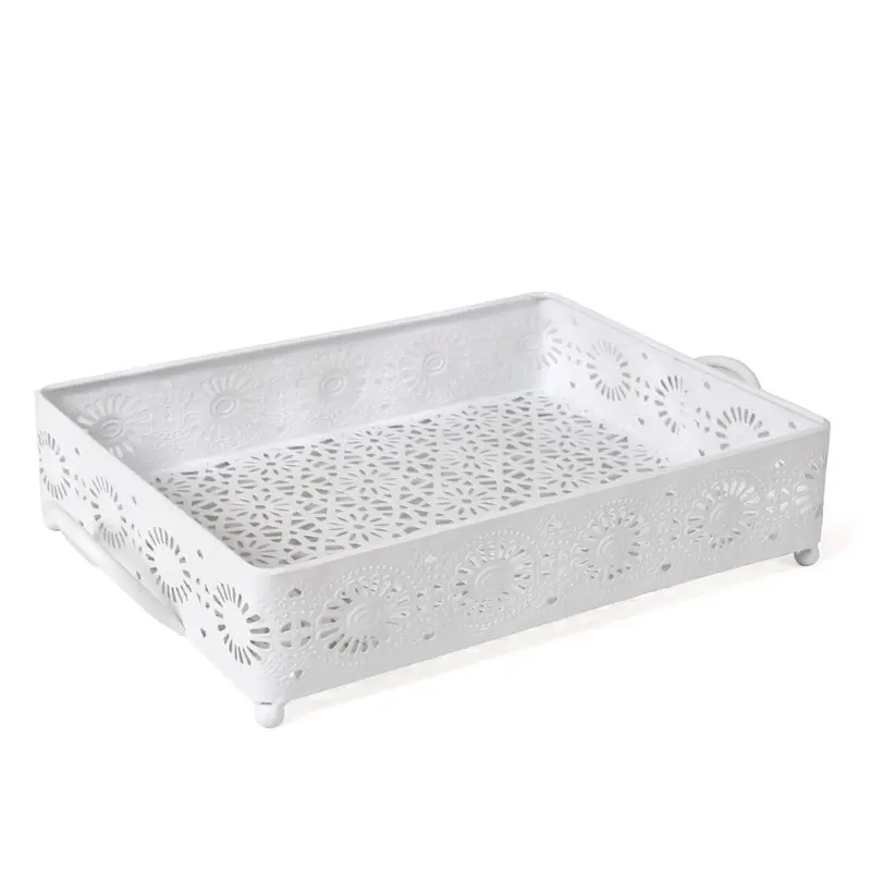 Vassoio in metallo bianco 36X28H8