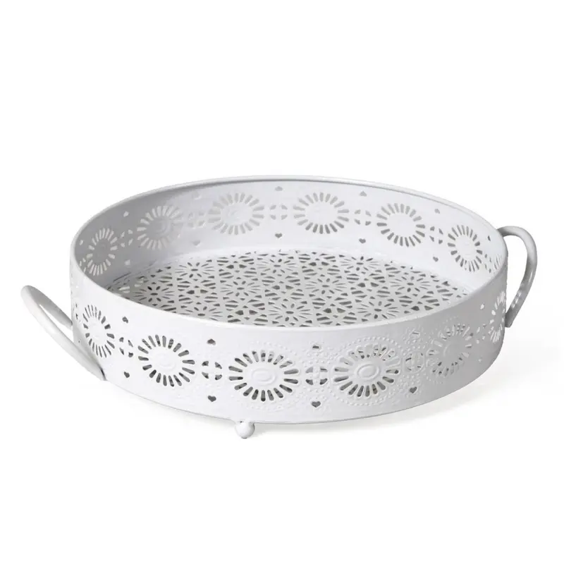 Vassoio in metallo bianco Ø34H8