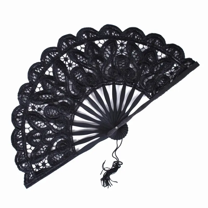 Ventaglio in macramè nero